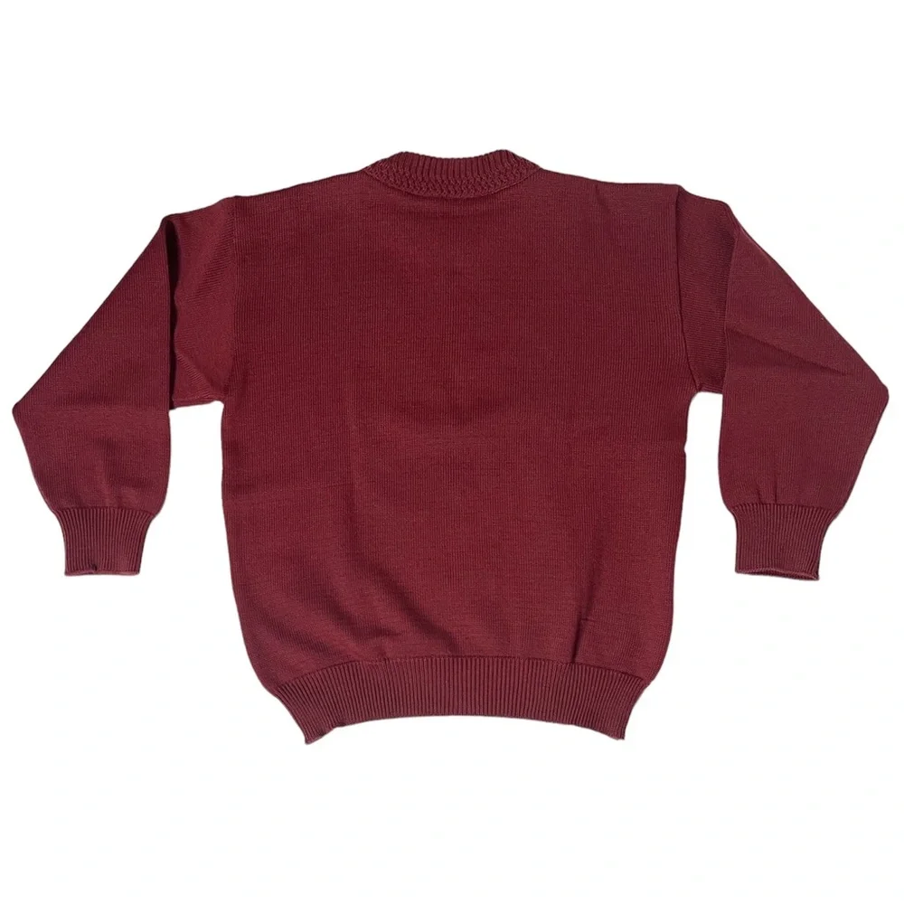 Genuine Country Road Work Wear Maroon Knit Crew Pull Over Compass Sweater Mens L - Picture 3 of 8